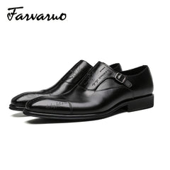 FARWARWO Leather Monk Strap Dress Shoes for Wedding Office