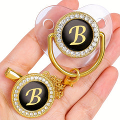Golden Letters Blingbaby Pacifier BPA with Chain Clip