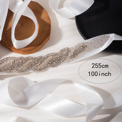 Curved Rhinestone Ribbon Belt for Wedding Bridal