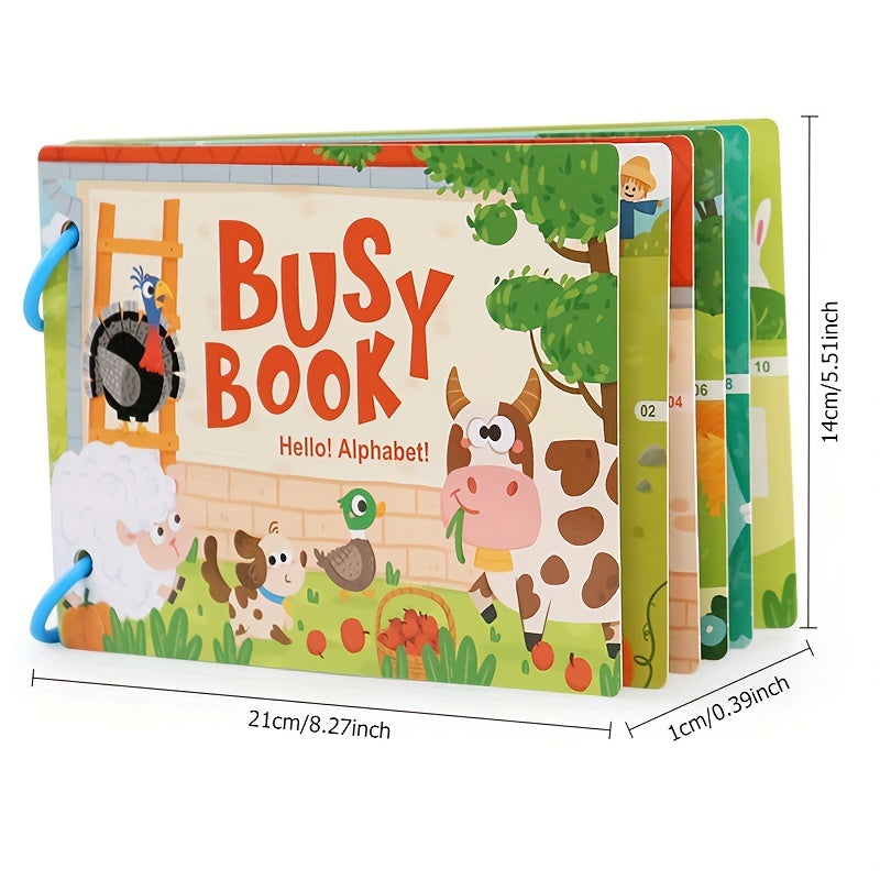 Educational Busy Book Ages 3 Alphabet Number Learning w/ Farm Animals