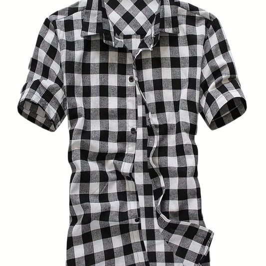 Men's Casual Plaid Short Sleeve Shirt