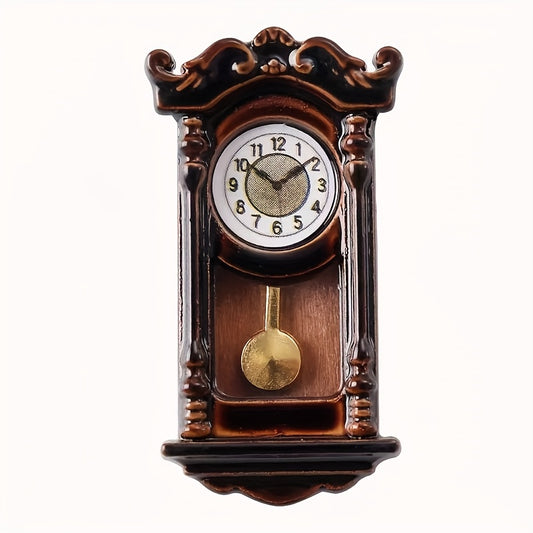Vintage Alloy Clock Dollhouse Accessory European Style Retro Ornament