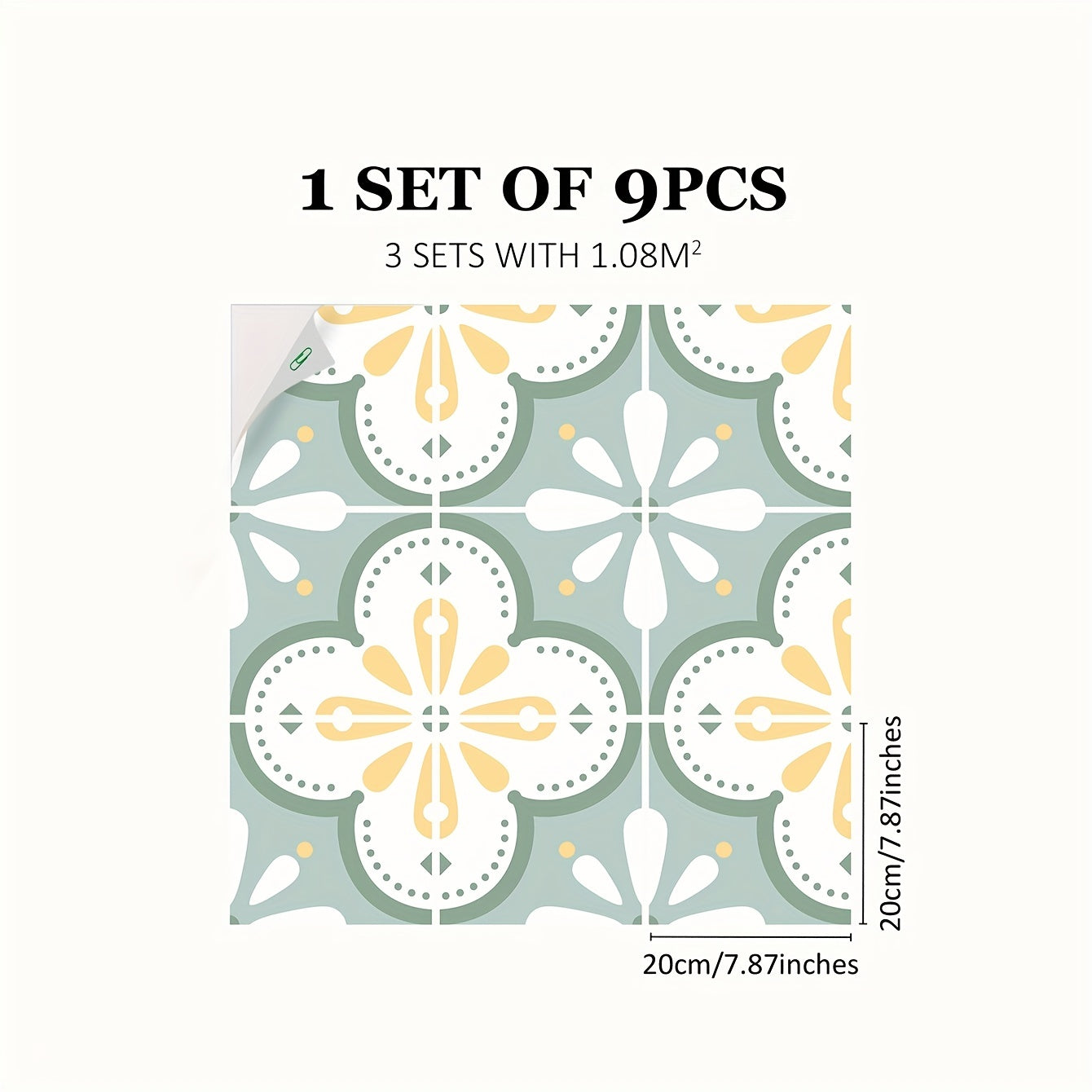 Moroccan Floor Tile Sticker 9pcs