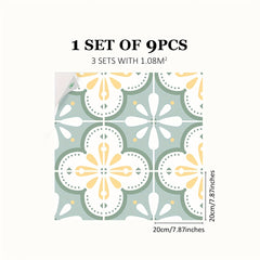 Moroccan Floor Tile Sticker 9pcs