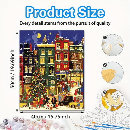 Christmas Town Street Scene Painting Set - Ideal Gift and Home Decor