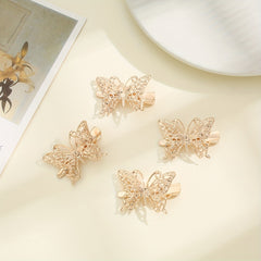 4PCS Golden Butterfly Hair Clip Alloy Insect Hair Clip Duck Billed Clip