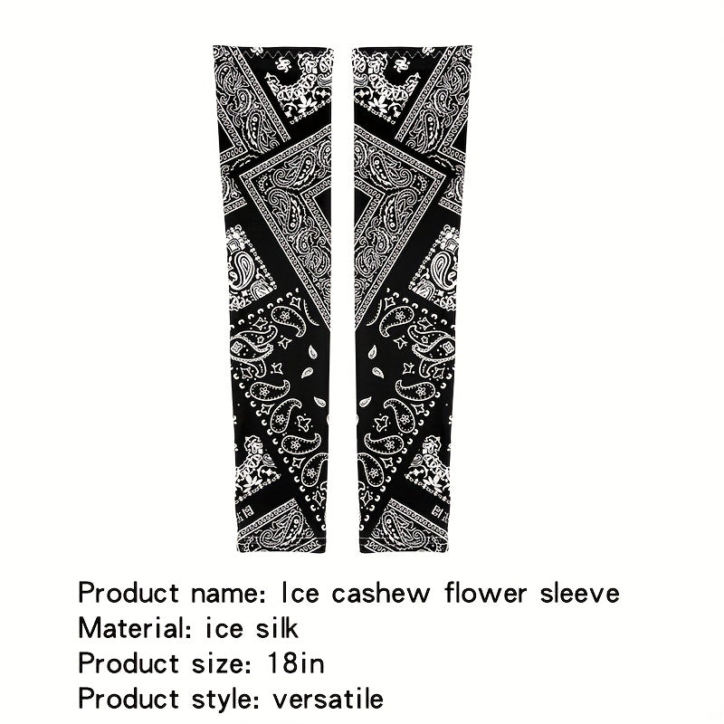 Long Bandana Printed Sleeves Face Covering Sun Protection Cover Outdoor Gloves