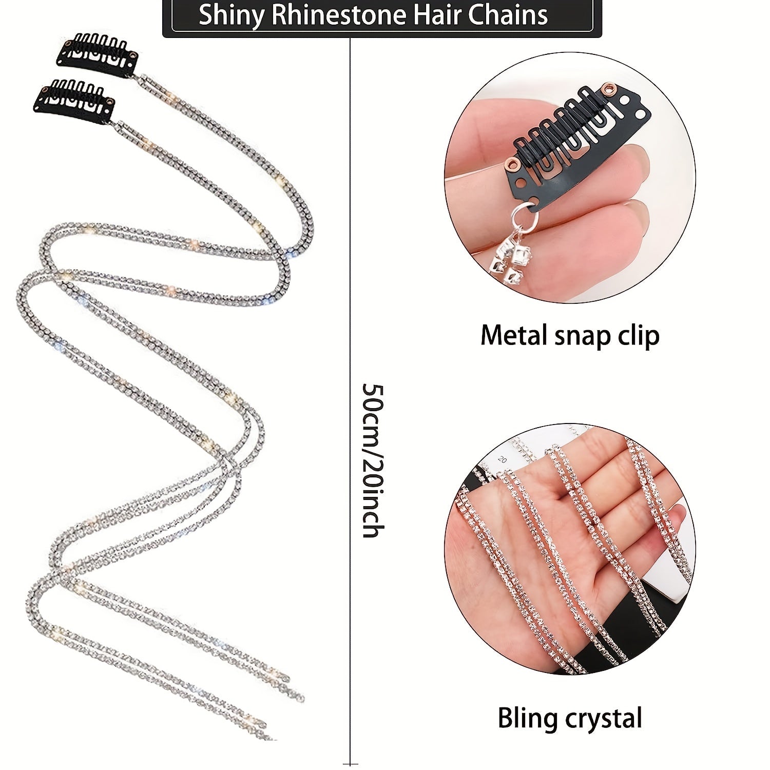 Long Rhinestone Chain Tassel Hairpin Hair Extension Daily Decorative Headwear