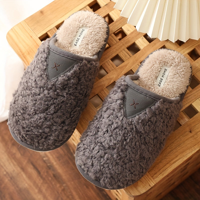Cozy Plush House Slippers for Men - Anti-Skid Indoor Shoes