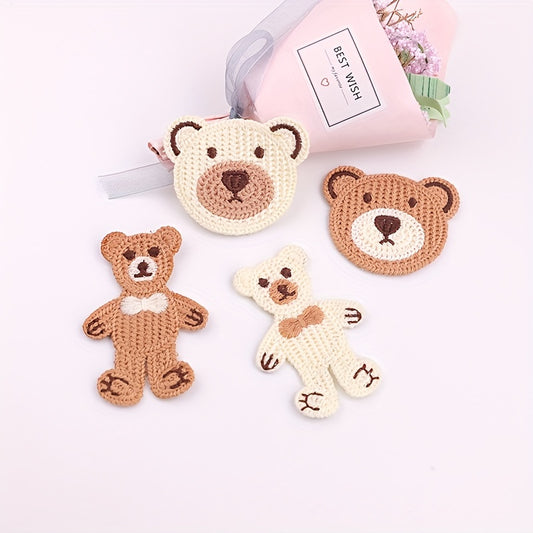 10pcs Colorful Bear Head Embroidery Patch DIY Clothing Accessories