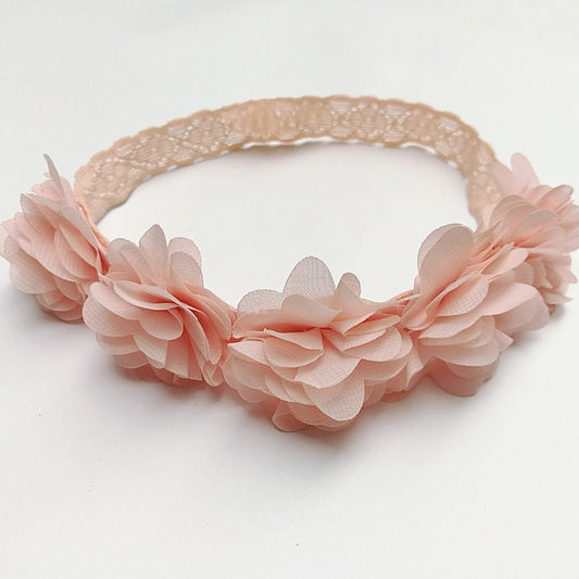 Pink Ribbon Flower Headband for Baby Photography