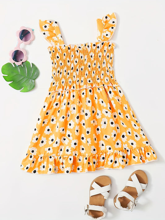Girls Sleeveless Floral Print Dress