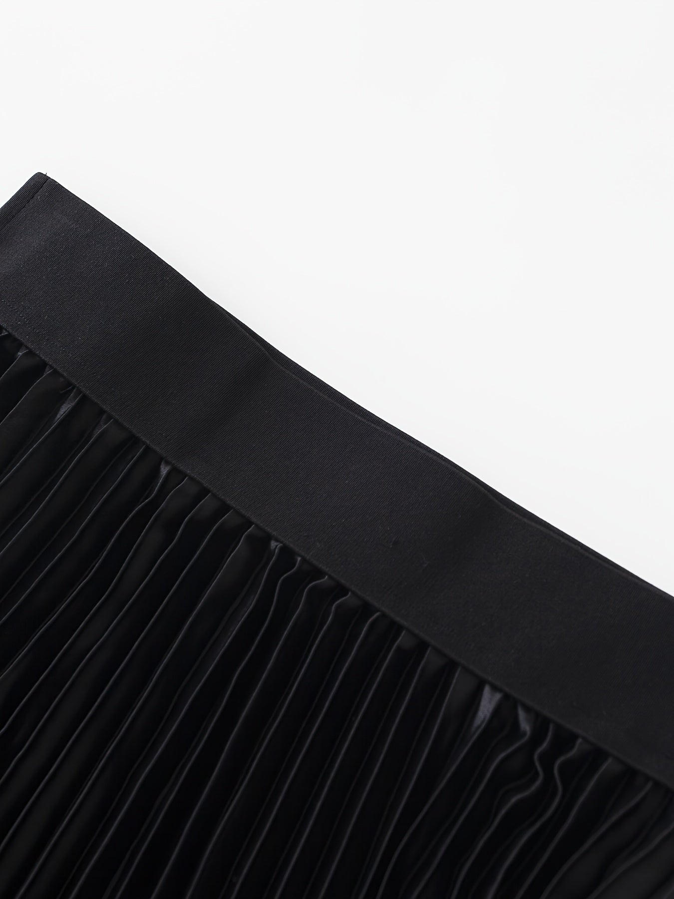 Pleated Maxi Skirt High Waist Casual Solid Color