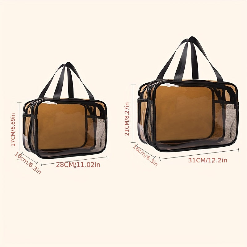 Clear Makeup Bags Cosmetic Bag With Compartments Handle Zipper Closure