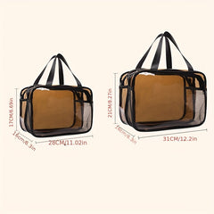 Clear Makeup Bags Cosmetic Bag With Compartments Handle Zipper Closure