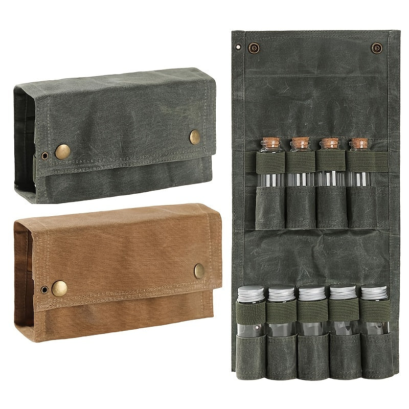 Canvas Waterproof Seasoning Bottle Storage Bag for Camping Hiking