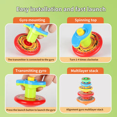 Colorful 5 Layer Stackable Spinning Tops Toy with Launchers - Fun Battle Game