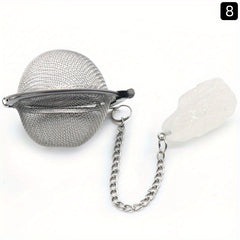 Stainless Steel Tea Infuser Ball Strainer with Healing Stones Rose Quartz