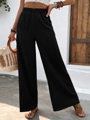  Wide Leg Trousers Elastic High Rise Casual Pants