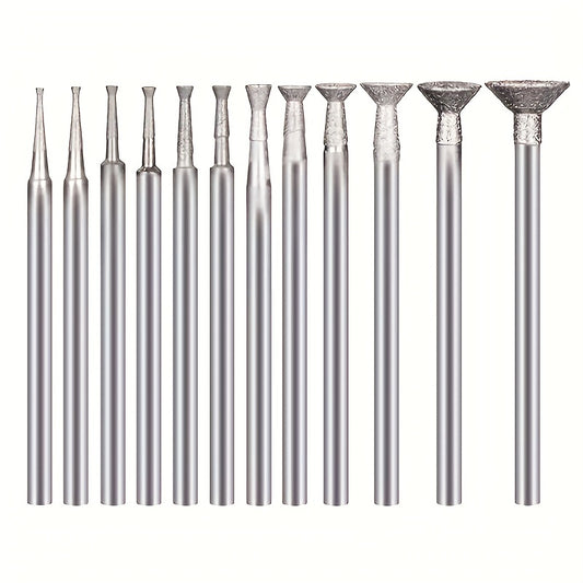 12pcs Bowl Shape Diamond Grinding Burr 2.35mm Shank