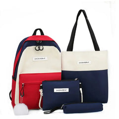 Canvas Backpack Patchwork Daypacks School Shoulder Bags Bookbag Pencil