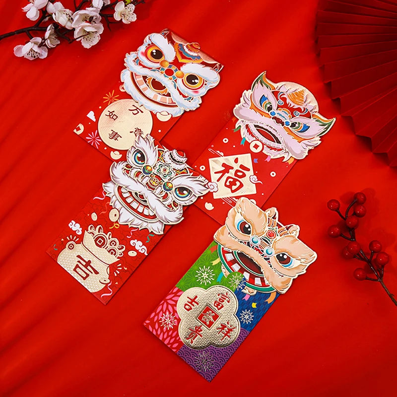 4pcs Cartoon Childrens Gift Money Packing Bag Red Envelope Spring Hongbao