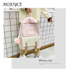 Women Backpack Plaid Pattern Shoulder Bag for Street Travel