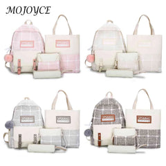 Plaid Printing Backpack for College School Travel Shoulder Bag