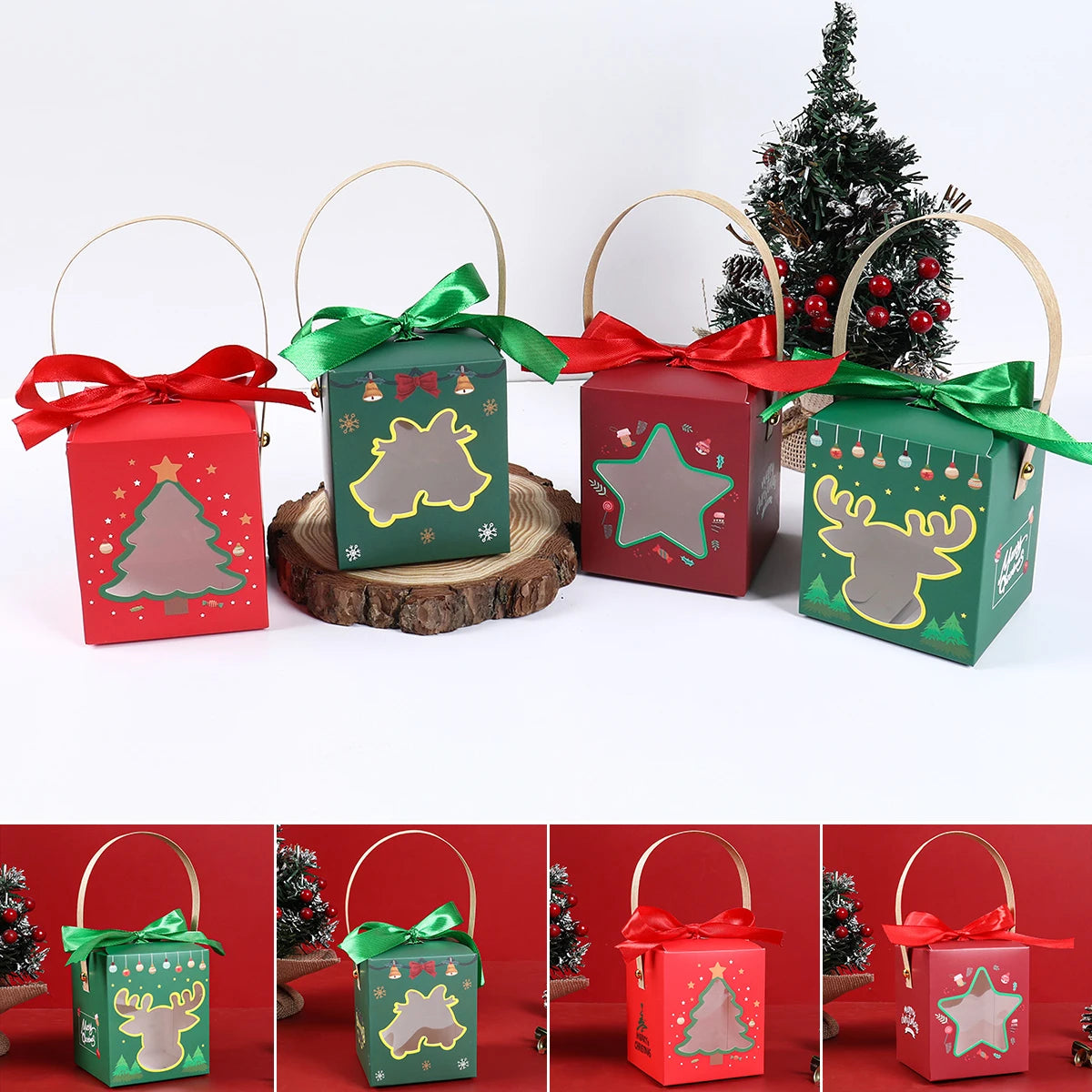 4pcs Santa Snowman Christmas Candy Boxes Xmas Box Navidad Year Packging Bags