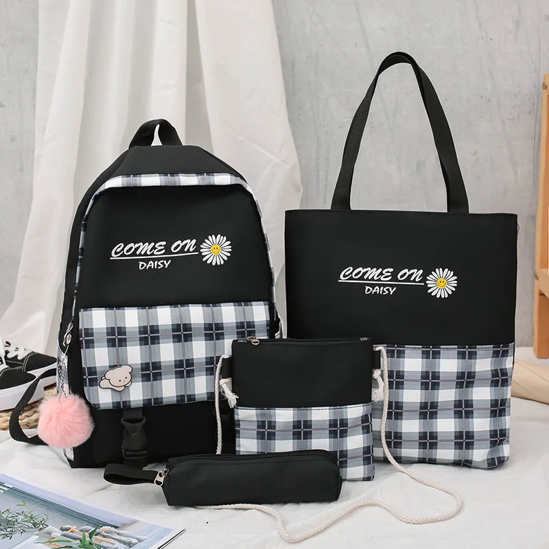 Daisy Print Women Backpack School Bags For Teenage Girls