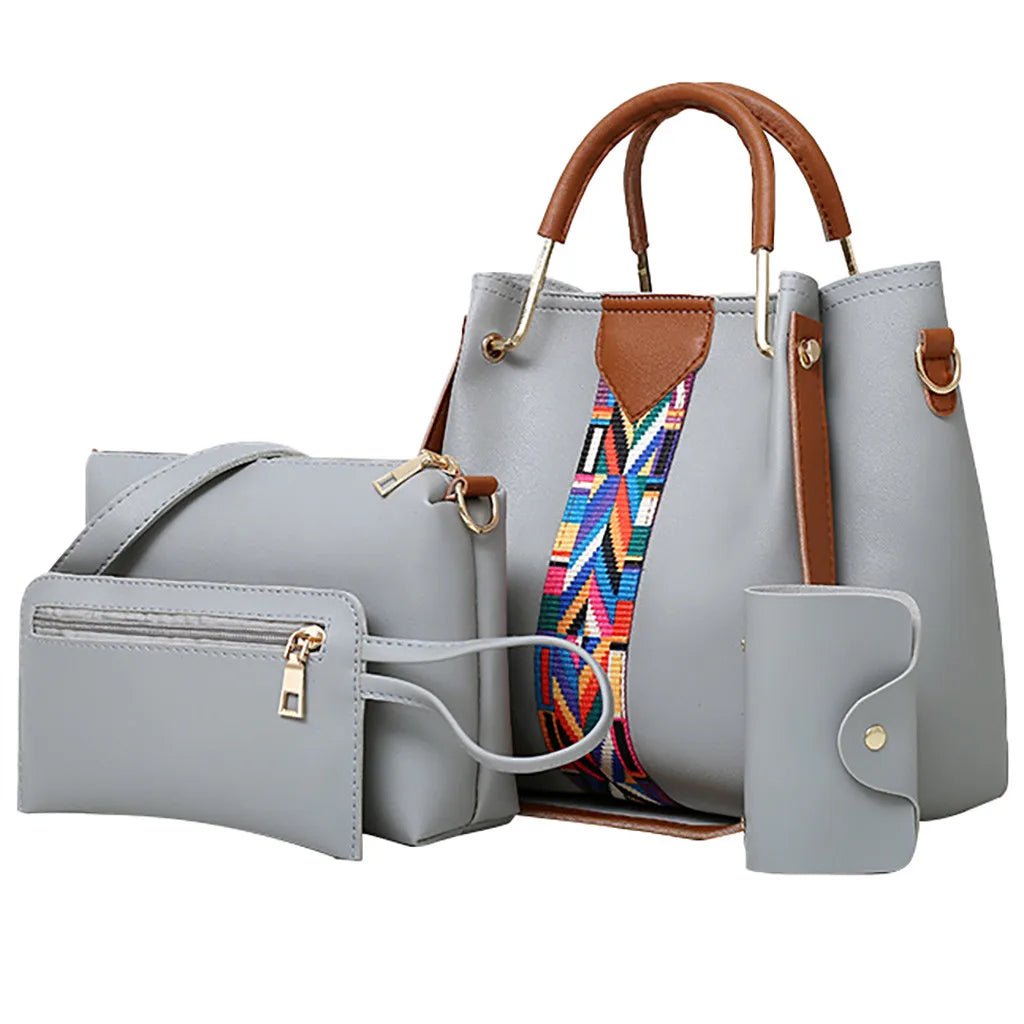 4pcs/Set Leather Shoulder Messenger Bag High Ladies