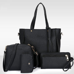 4pcs Women Handbags Solid Retro Hand Bag Four-piece Shoulder Bag