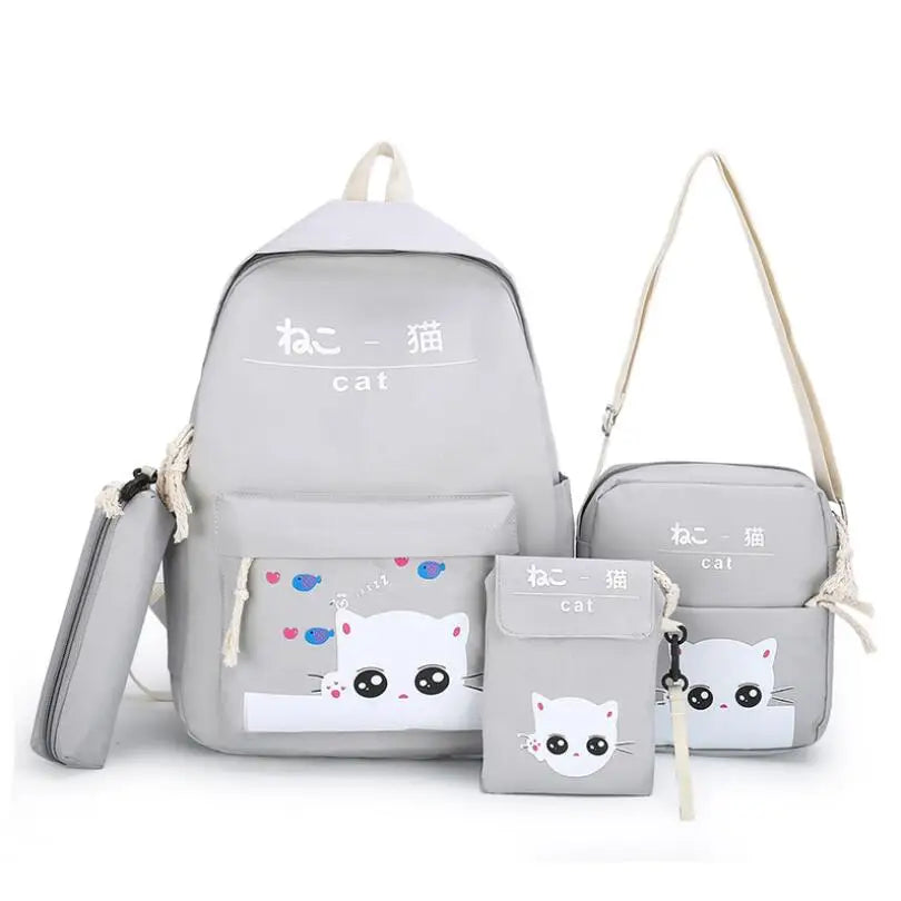 Canvas Women Backpacks Printing Panda School Bag For Teenager Girls