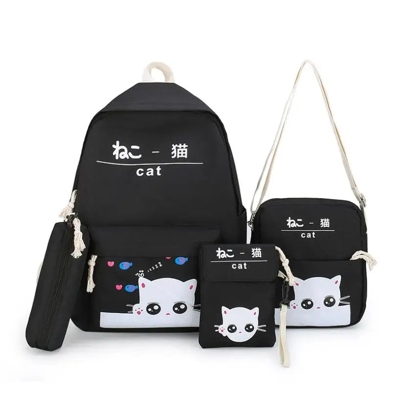 Canvas Women Backpacks Printing Panda School Bag For Teenager Girls
