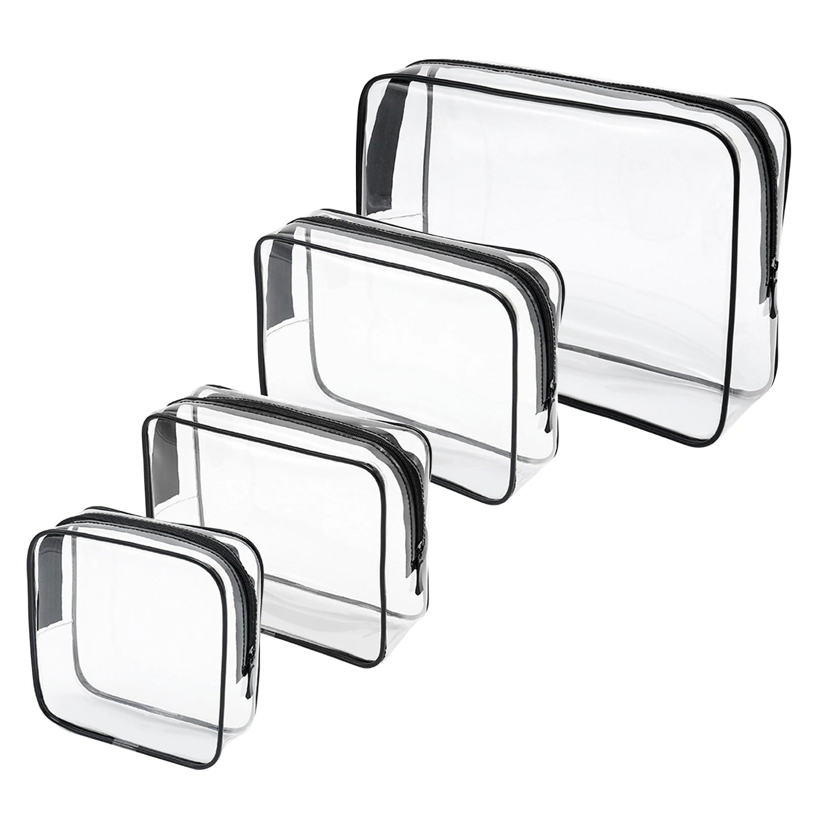 4pcs/set Travel Toiletry Bag Waterproof PVC Cosmetic Case Zipper Closure