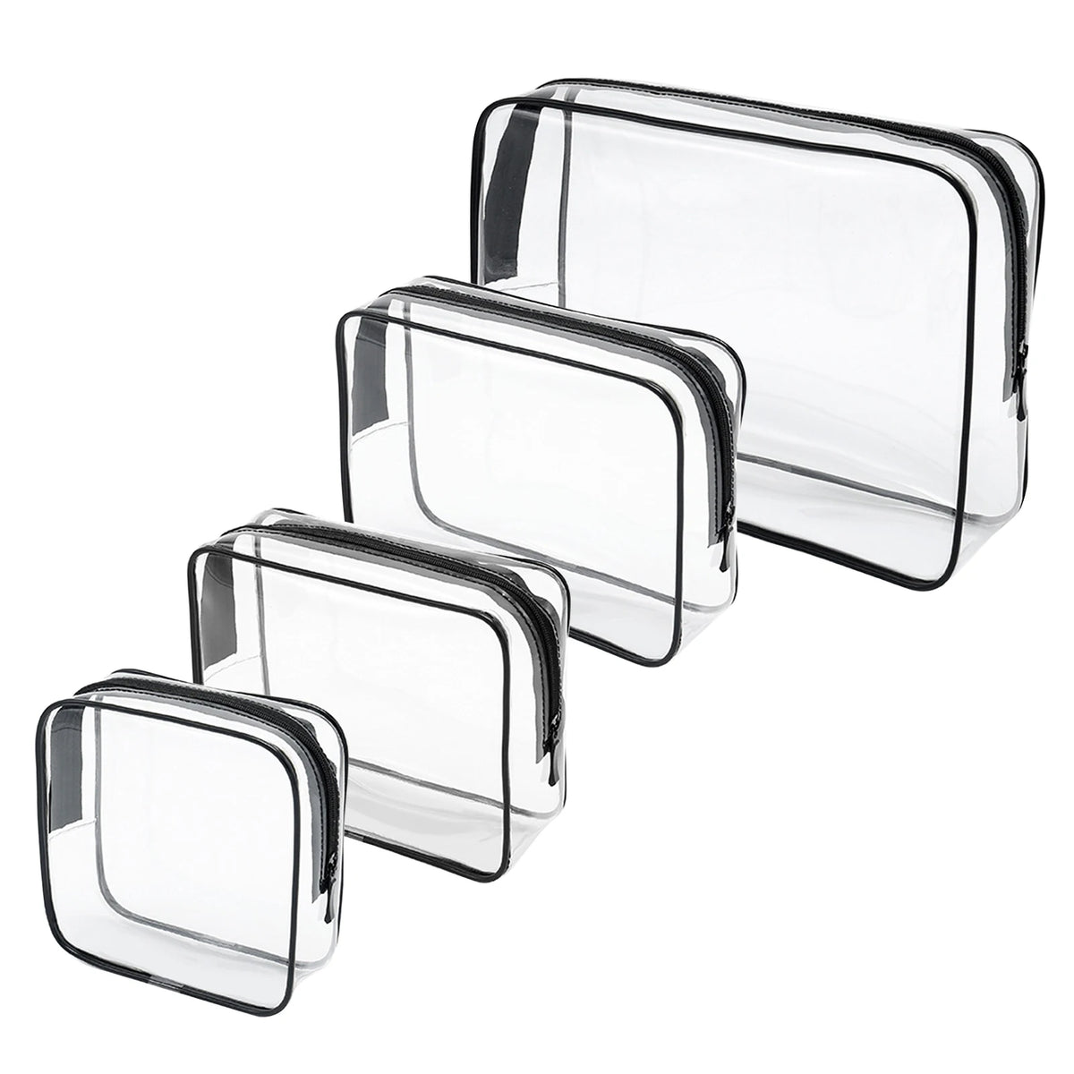 4pcs/set Travel Toiletry Bag Waterproof PVC Cosmetic Case Zipper Closure