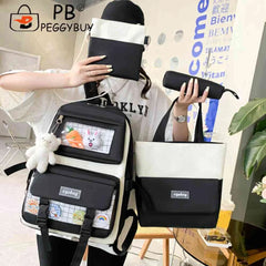High School Girl Bookbags Large Capacity Students Bagpack Splicing Color