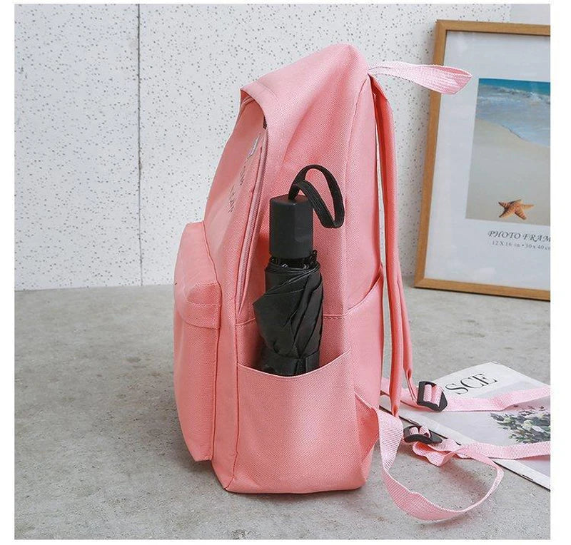 4pcs/set Laptop Backpack,Canvas School Bag for Teenager