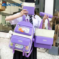 4pcs/set Student Travel Backpacks Large Capacity Girl Shoulder