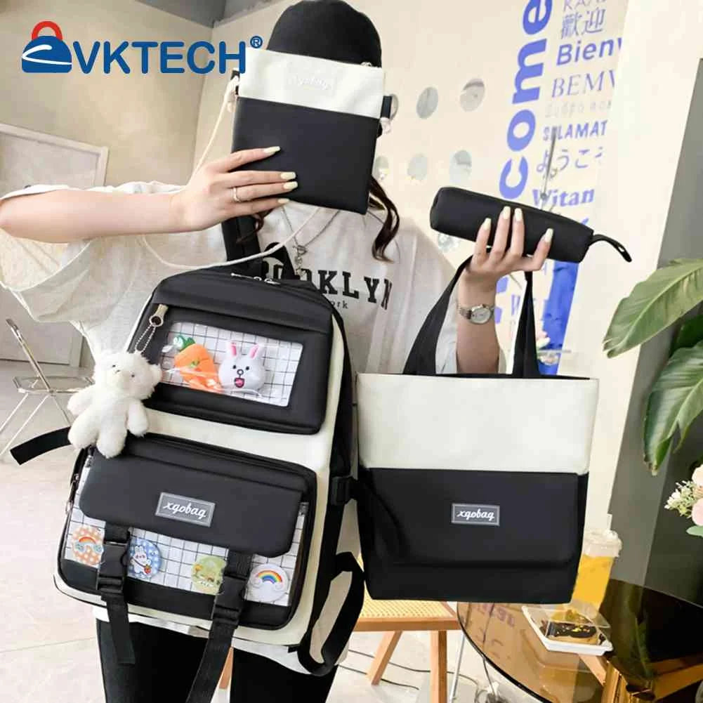 4pcs/set Student Travel Backpacks Large Capacity Girl Shoulder