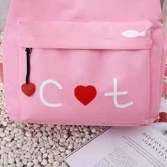 4pcs Women School Backpacks Girls Student Book Bag B