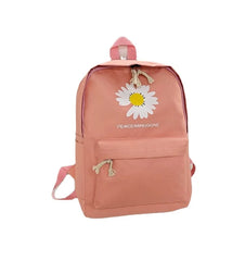Daisy Print Backpack and Stationery Set Nylon Women Shoulder Bag