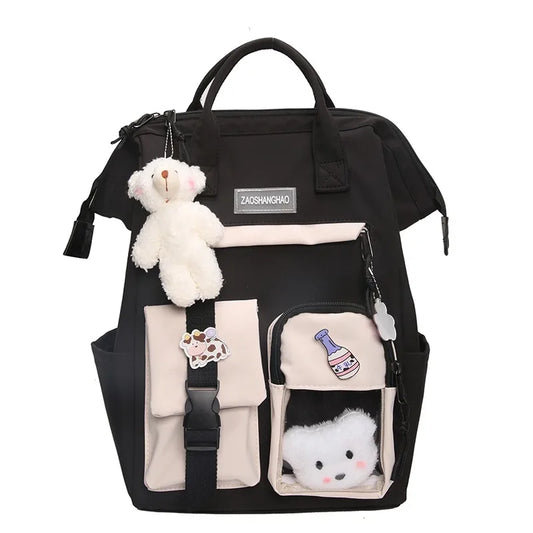 5 Pcs Set Girls School Backpack Multifunctional Large Capacity
