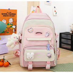 5 Pcs Set Girls School Backpack Multifunctional Large Capacity