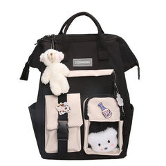 5 Pcs Set Girls School Backpack Multifunctional Large Capacity