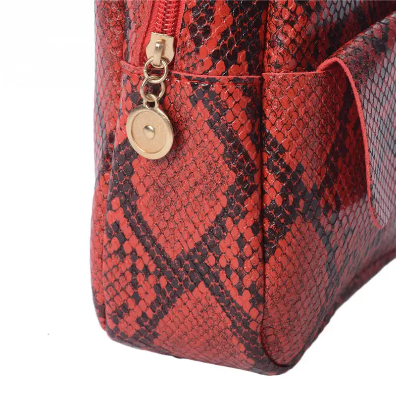 Women Snakeskin Pattern Backpack Stylish for Travel Shopping