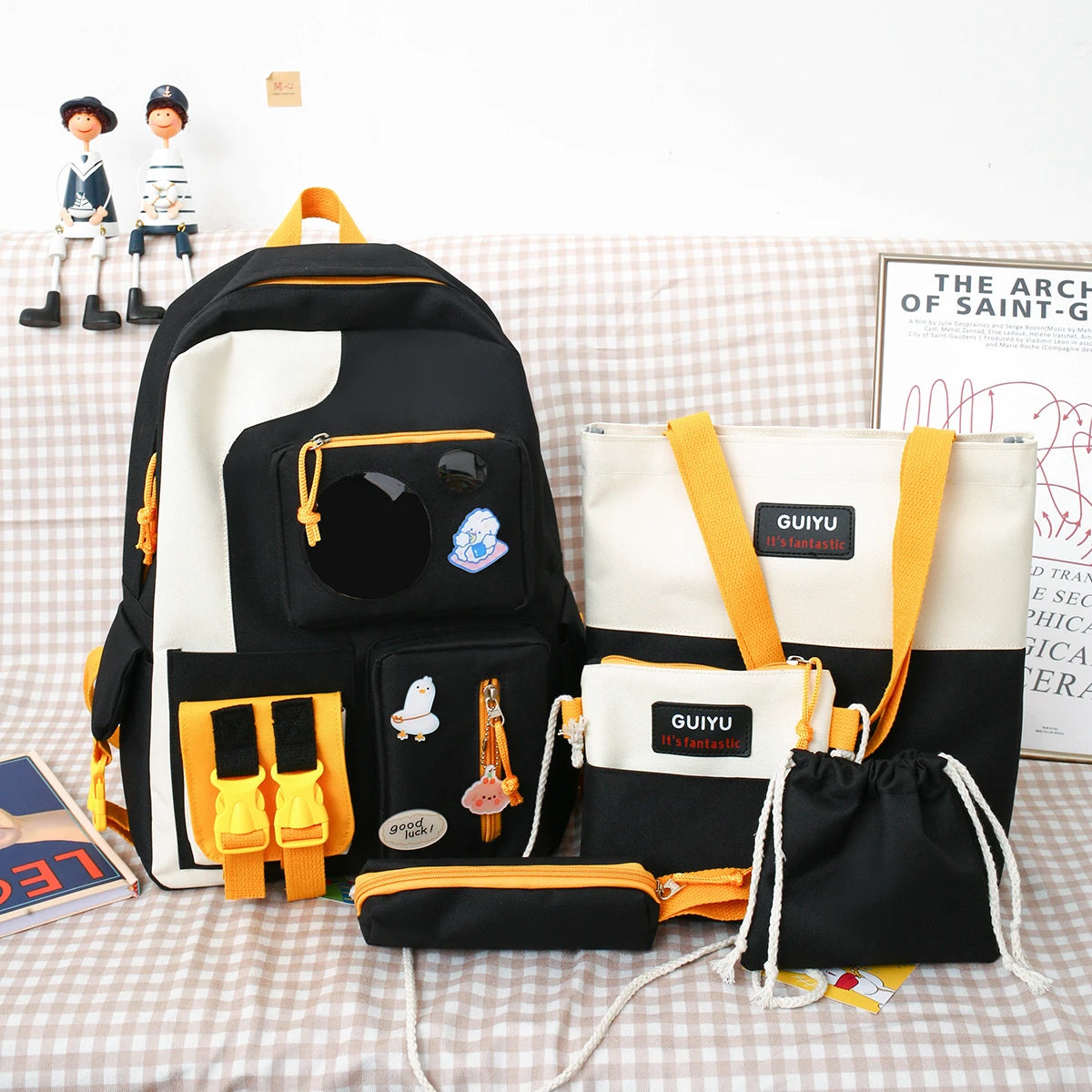 5 Pc Bear Kids Backpacks & Pencil Case Set, School Bags for Girls & Boys