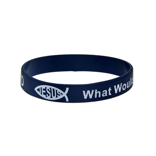 50 PCS WWJD Silicone Wristband 1/2 Inch Wide Adult Size 4 Colors