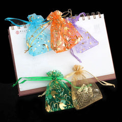 50 Pcs Mini Drawstring Organza Jewelry Pouch Gift Bags Wedding Candy Pendant