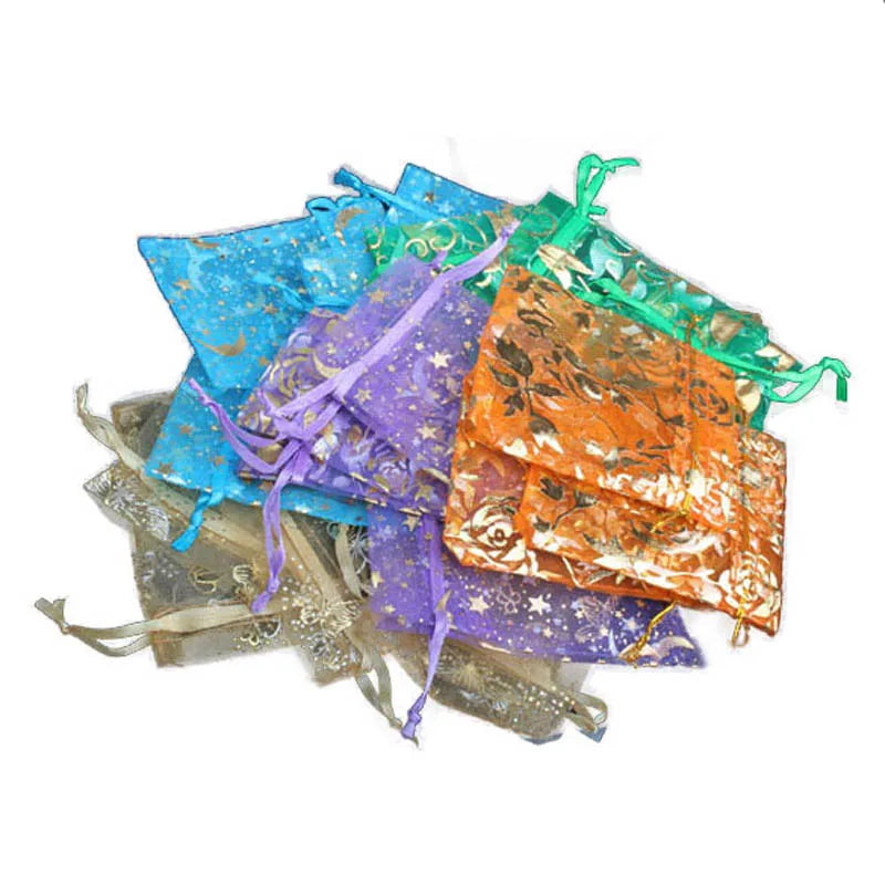 50 Pcs Mini Drawstring Organza Jewelry Pouch Gift Bags Wedding Candy Pendant